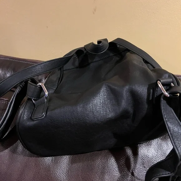 MMS Design Studio Black Leather Mini Backpack with Silver Hardware - Picture 6 of 6